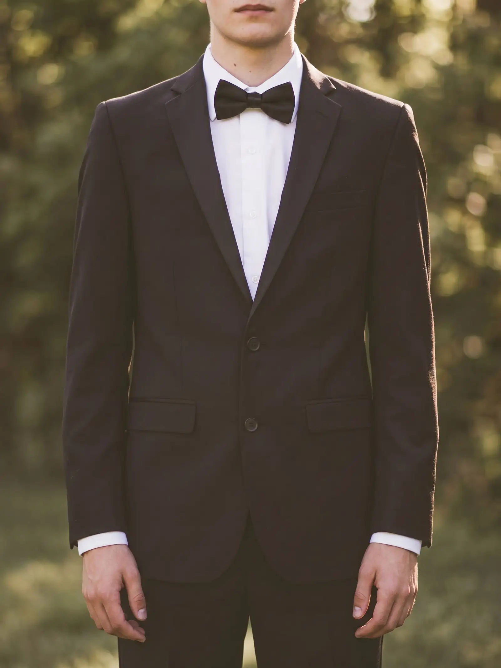 A high-school student in a tuxedo for the dance